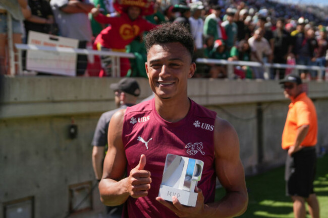 salt-lake-city-ut-june-07-dan-ndoye-11-of-switzerland-poses-with-his-man-of-the-match-award-after-an-international-friendly-game-between-mexico-and-switzerland-on-june-7-2025-at-rice-eccles-stad