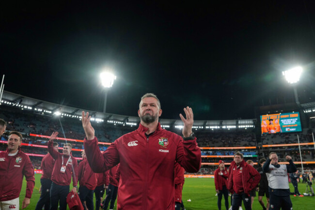 coach-of-the-british-irish-lions-andy-farrell-reacts-after-his-team-won-the-second-rugby-union-test-against-australia-at-the-melbourne-cricket-ground-in-melbourne-australia-saturday-july-26-2025