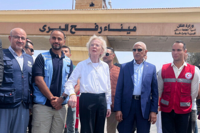 delegations-from-the-elders-a-global-peace-advocacy-group-founded-by-the-late-nelson-mandela-including-mary-robinson-former-president-of-ireland-center-visit-rafah-crossing-between-egypt-and-th