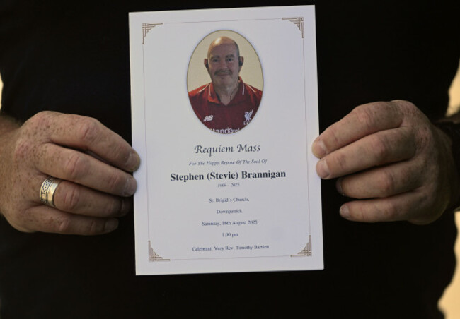 the-order-of-service-for-the-funeral-of-stephen-brannigan-at-st-brigids-church-in-downpatrick-co-down-the-body-of-mr-brannigan-56-was-found-in-a-house-in-marian-park-in-downpatrick-on-sunday-afte