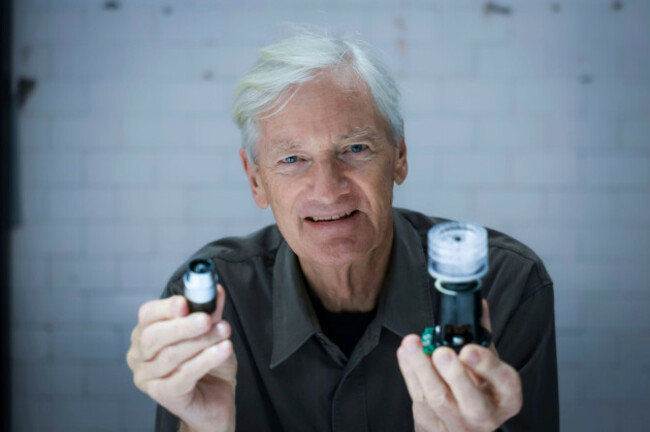 james-dyson-founder-and-chairman-of-dyson-at-his-office-at-st-james-power-station-the-companys-global-headquarters-30-jun-2025-he-is-showing-the-latest-dyson-pencilvac-vacuum-cleaners-motor-lef