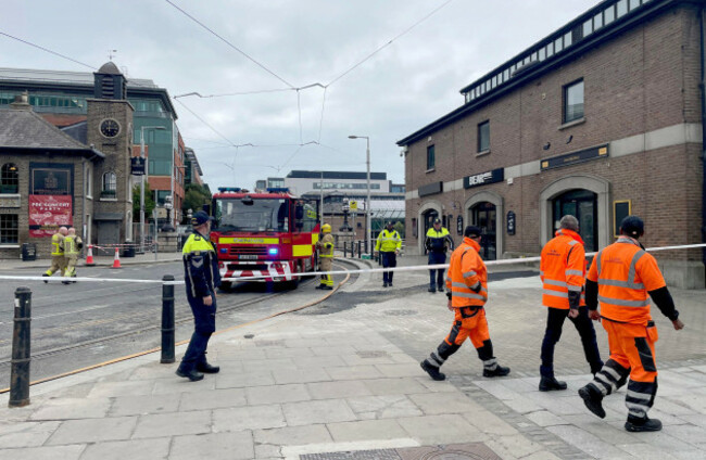 a-multi-agency-operation-is-underway-at-georges-dock-bridge-in-dublin-after-a-fire-broke-out-on-tuesday-night-luas-tram-services-to-the-docklands-area-will-not-be-operating-for-the-foreseeable-as