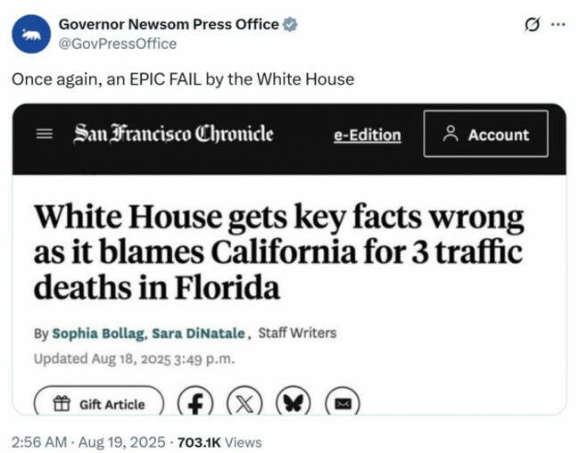 Newsom Press Office Trolling