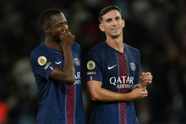 psgs-willian-pacho-left-and-psgs-fabian-ruiz-react-after-the-league-one-soccer-match-paris-saint-germain-against-angers-at-the-parc-des-princes-stadium-friday-aug-22-2025-in-paris-ap-photoa