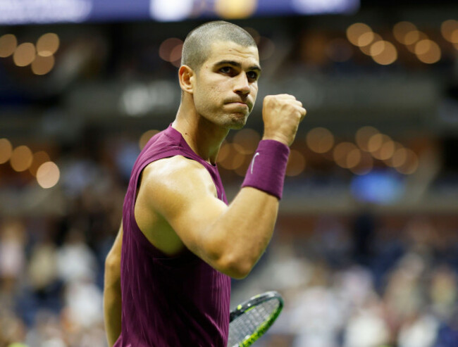 new-york-united-states-26th-aug-2025-carlos-alcaraz-of-spain-celebrates-after-match-point-when-defeating-reilly-opelka-in-the-first-round-in-arthur-ashe-stadium-on-day-2-at-the-2025-us-open-tennis