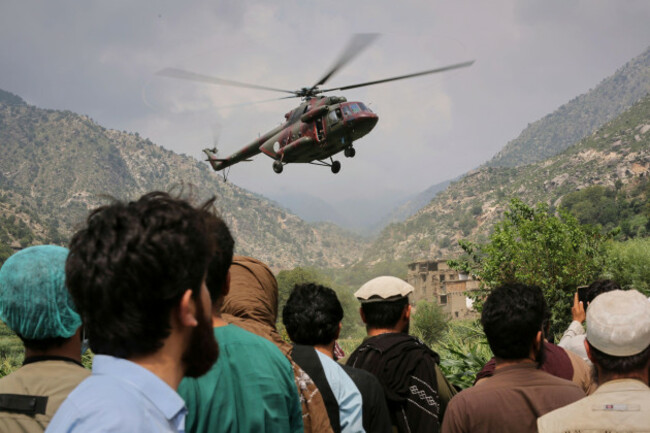 a-military-helicopter-carrying-injured-victims-of-an-earthquake-that-killed-hundreds-and-destroyed-villages-in-eastern-afghanistan-takes-off-in-mazar-dara-kunar-province-afghanistan-monday-sept-1