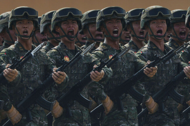 military-personnel-shout-as-they-take-part-in-a-military-parade-to-commemorate-the-80th-anniversary-of-japans-world-war-ii-surrender-held-in-front-of-tiananmen-gate-in-beijing-wednesday-sept-3-2