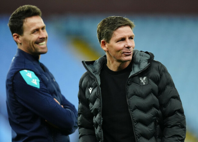 crystal-palace-manager-oliver-glasner-right-and-assistant-paddy-mccarthy-ahead-of-the-carabao-cup-fourth-round-match-at-villa-park-birmingham-picture-date-wednesday-october-30-2024