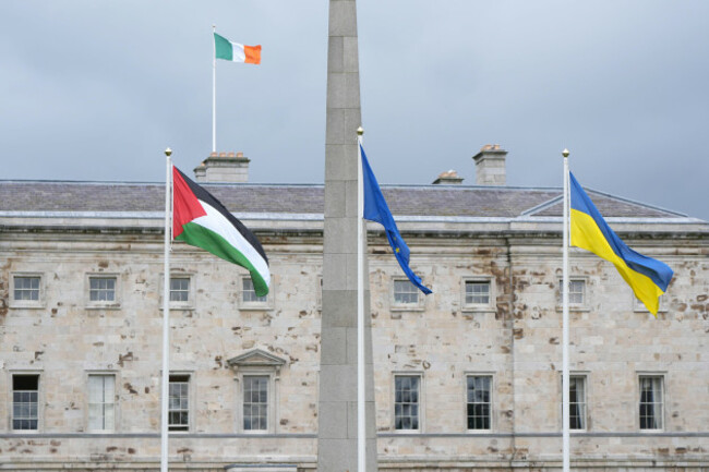 the-flag-of-palestine-left-flying-outside-leinster-house-dublin-following-the-decision-by-the-government-to-formally-recognise-the-state-of-palestine-picture-date-tuesday-may-28-2024