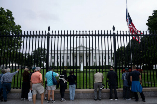 washington-united-states-10th-sep-2025-the-us-flag-is-lowered-to-half-staff-outside-the-white-house-in-washington-dc-us-on-wednesday-sept-10-2025-charlie-kirk-executive-director-of-the-con