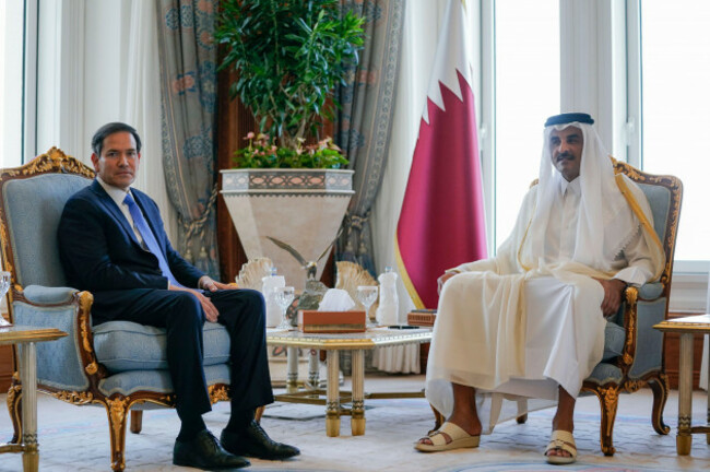 u-s-secretary-of-state-marco-rubio-left-meets-qatars-emir-sheikh-tamim-bin-hamad-al-thani-at-amiri-diwan-in-doha-qatar-tuesday-sept-16-2025-nathan-howardpool-photo-via-ap