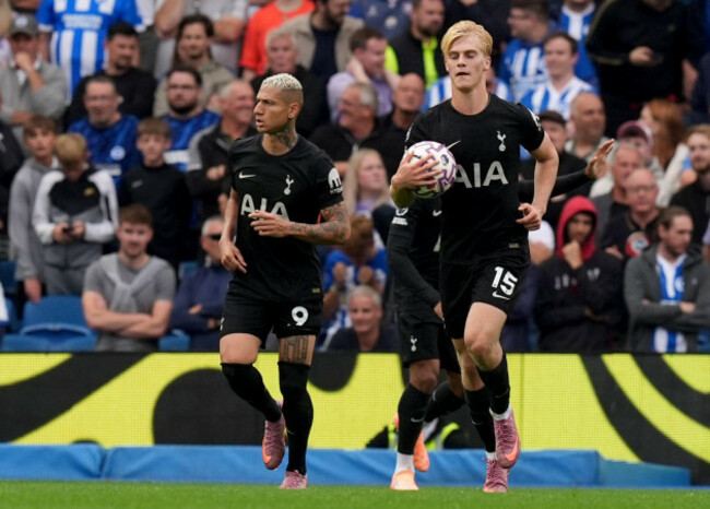 tottenham-hotspurs-richarlison-left-celebrates-after-scoring-his-sides-first-goal-during-the-premier-league-match-at-the-american-express-stadium-brighton-picture-date-saturday-september-20-202