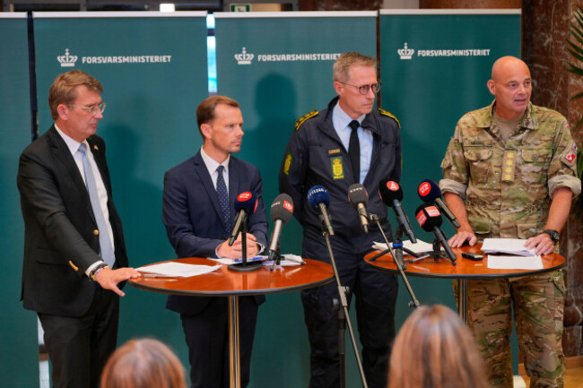 from-left-danish-minister-of-defence-troels-lund-poulsen-danish-minister-of-justice-peter-hummelgaard-chief-of-police-thorkild-fogde-and-chief-of-defense-michael-hyldgaard-hold-a-press-conference