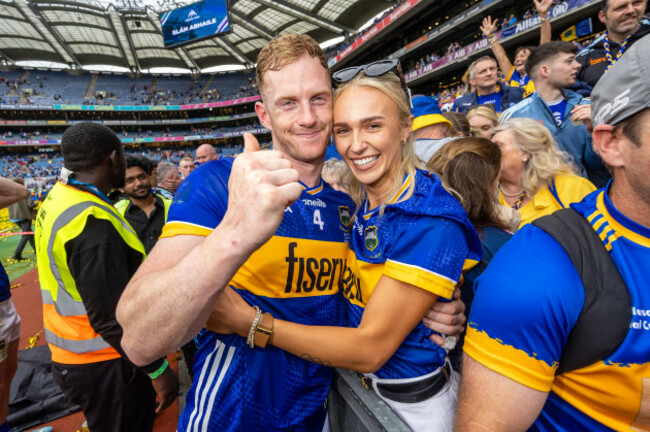 michael-breen-celebrates-with-his-girlfriend-sharlene-mawdsley-after-the-game