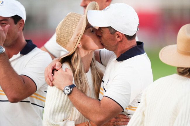 rory-mcilroy-kisses-his-wife-erica-stoll-on-day-three-of-the-2025-ryder-cup-at-the-bethpage-black-course-farmingdale-new-york-picture-date-sunday-september-28-2025