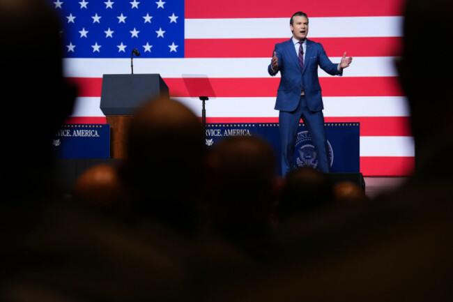 secretary-of-defense-pete-hegseth-speaks-to-senior-military-leaders-at-marine-corps-base-quantico-tuesday-sept-30-2025-in-quantico-va-andrew-harnikpool-via-ap