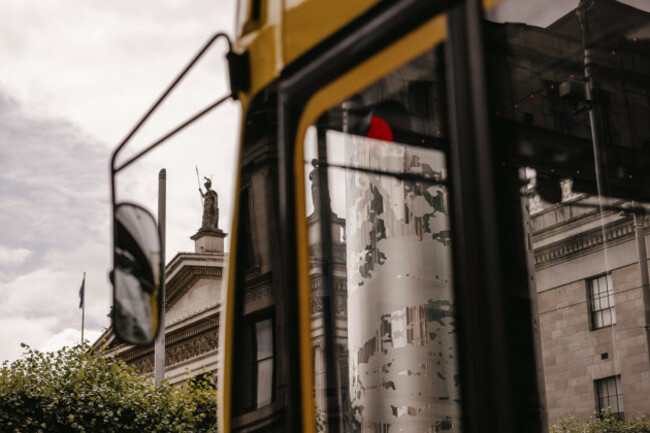 Open House Dublin 2025 image 7 - GPO, Spire and bus on O'Connell St (landscape). Photo by Rich Gilligan