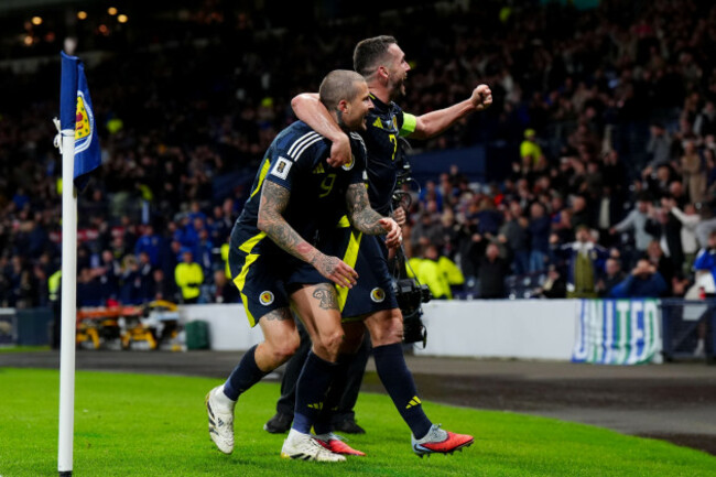scotlands-lyndon-dykes-celebrates-scoring-their-sides-third-goal-of-the-game-during-the-fifa-world-cup-european-qualifying-match-at-hampden-park-glasgow-picture-date-thursday-october-9-2025