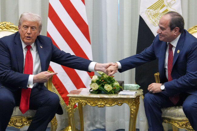 president-donald-trump-meets-with-egypts-president-abdel-fattah-el-sissi-during-a-summit-to-support-ending-the-more-than-two-year-israel-hamas-war-in-gaza-after-a-breakthrough-ceasefire-deal-monday