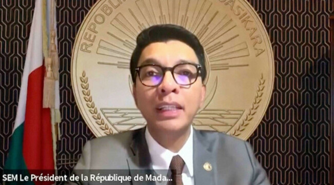 this-grab-taken-from-video-released-on-monday-oct-13-2025-shows-madagascar-president-andry-rajoelina-giving-a-speech-from-an-unknown-location-after-an-apparent-coup-attempt-forced-him-into-hiding
