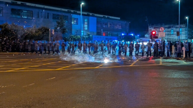 protesters-throw-fireworks-at-gardai-officers-in-saggart-as-disturbances-have-flared-outside-citywest-hotel-which-used-to-house-asylum-seekers-picture-date-tuesday-october-21-2025