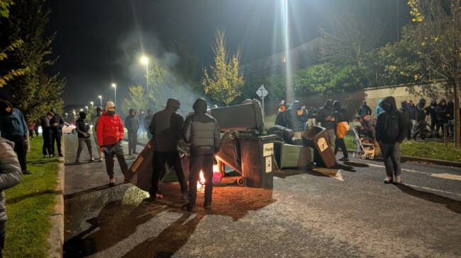 protesters-in-saggart-as-disturbances-have-flared-outside-citywest-hotel-which-used-to-house-asylum-seekers-picture-date-tuesday-october-21-2025