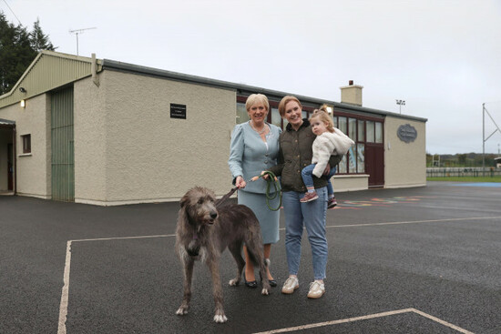 left-to-right-fine-gael-candidate-heather-humphreys-with-her-daughter-eva-and-one-year-old-grandaughter-charlotte-and-an-irish-wolfhound-called-peig-arriving-to-vote-at-killeevan-central-national