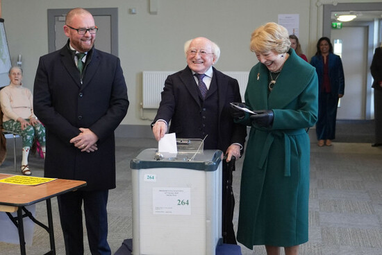 president-michael-d-higgins-centre-and-his-wife-sabina-cast-their-votes-in-the-presidential-election-as-voting-beings-in-irelands-presidential-election-to-replace-president-higgins-who-has-served