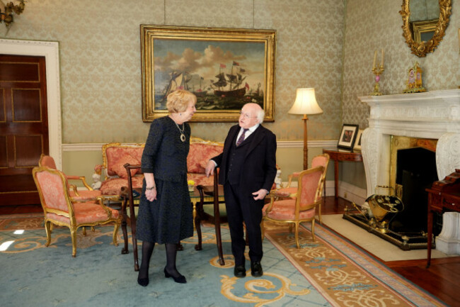 president-michael-d-higgins-and-his-wife-sabina-higgins-host-their-final-afternoon-tea-event-before-he-leaves-office-at-aras-an-uachtarain-in-dublin-picture-date-wednesday-october-22-2025