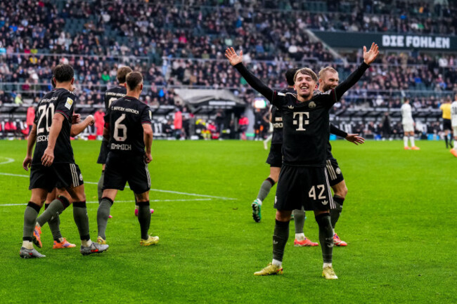 moenchengladbach-germany-october-25-lennart-karl-of-bayern-munchen-celebrates-after-scoring-his-teams-third-goal-during-the-bundesliga-match-between-borussia-mnchengladbach-and-fc-bayern-mnch