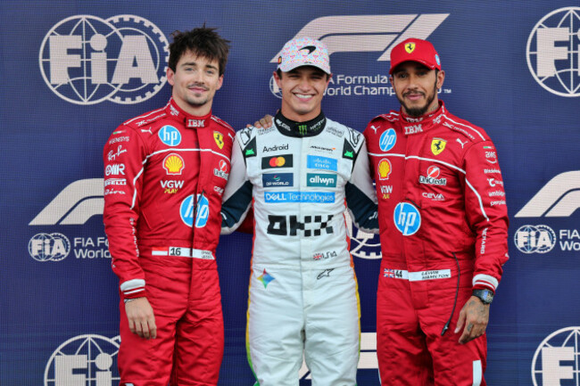 mexico-city-mexico-25th-oct-2025-top-three-in-qualifying-parc-ferme-l-to-r-charles-leclerc-mon-ferrari-second-lando-norris-gbr-mclaren-pole-position-lewis-hamilton-gbr-ferrari-third