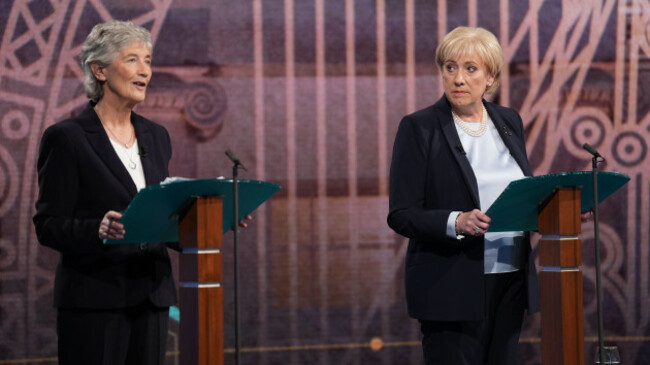 independent-candidate-catherine-connolly-left-and-fine-gael-candidate-heather-humphreys-take-part-in-the-final-debate-of-the-irish-presidential-election-campaign-at-the-rte-studios-in-donnybrook-du