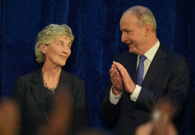 independent-candidate-catherine-connolly-is-congratulated-by-her-husband-brian-mcenery-and-taoiseach-micheal-martin-after-being-named-as-the-new-president-of-ireland-at-st-patricks-hall-dublin-castl