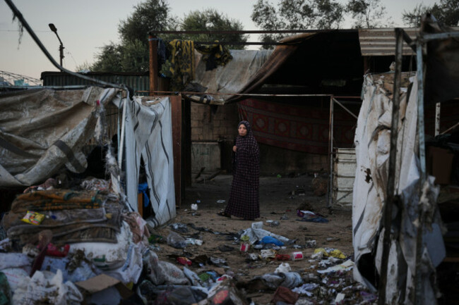 displaced-palestinians-inspect-the-damage-after-an-israeli-army-strike-on-their-tent-camp-in-deir-al-balah-gaza-strip-wednesday-oct-29-2025-ap-photoabdel-kareem-hana