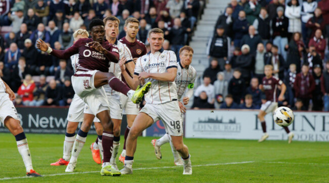 heart-of-midlothians-landry-kabore-scores-their-sides-second-goal-of-the-game-during-the-william-hill-premiership-match-at-tynecastle-park-edinburgh-picture-date-saturday-november-1-2025