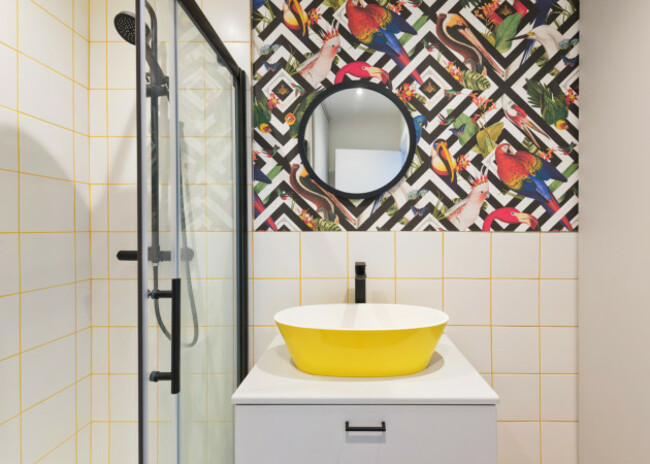 Photo credits - Geometric Aviary wallpaper by Divine Savages-Dublin and Lisbon - based design practice InSpace - photographer DeUrbanic (2)