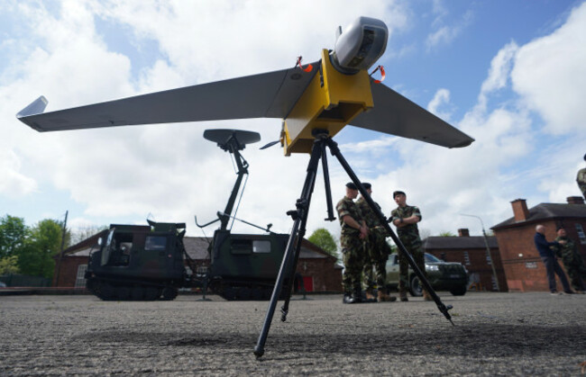 an-israeli-made-obiter-2b-surveillance-drone-on-display-during-a-ceremony-to-mark-the-centenary-of-the-handover-of-the-curragh-camp-in-co-kildare-from-british-to-irish-forces-picture-date-monday-may