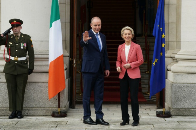 taoiseach-micheal-martin-and-european-commission-president-ursula-von-der-leyen-at-government-buildings-in-dublin-during-her-visit-to-ireland-picture-date-thursday-december-1-2022