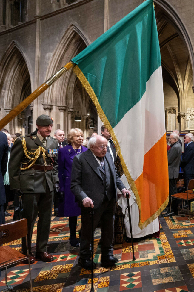 the-irish-flag-is-dipped-in-respect-as-president-michael-d-higgins-leaves-st-patricks-cathedral-in-dublin-after-attending-a-remembrance-sunday-service-on-his-second-to-last-day-in-office-picture