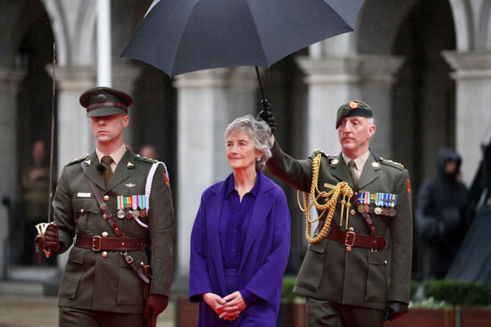 irelands-new-elected-president-catherine-connolly-reviews-the-guard-of-honour-during-the-inauguration-ceremony-in-dublin-tuesday-nov-11-2025-ap-photopeter-morrison