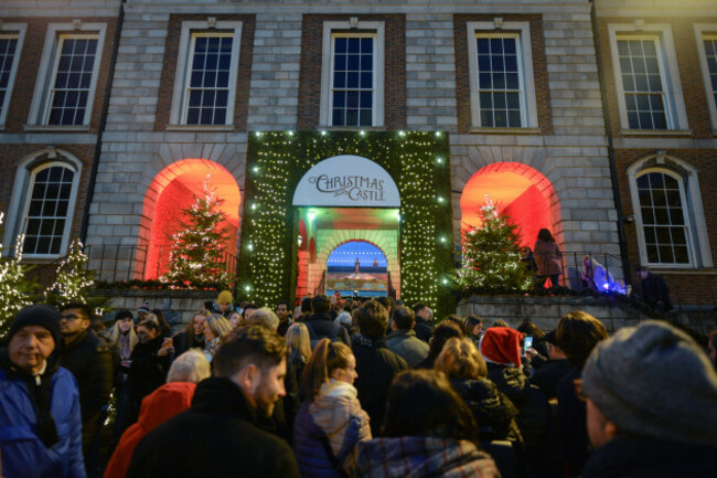 a-huge-crowd-at-the-entrance-to-christmas-at-the-castle-a-boutique-open-air-christmas-market-in-the-heart-of-dublins-city-centre-on-saturday-december-21-2019-in-dublin-ireland-photo-by-art