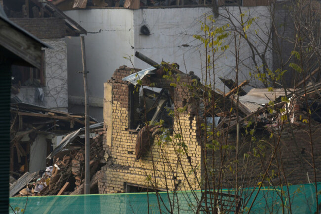 srinagar-jammu-and-kashmir-india-15th-nov-2025-a-view-of-police-station-damaged-in-a-blast-last-night-on-friday-in-srinagar-at-least-nine-people-have-been-killed-and-27-more-injured-after-a-cache