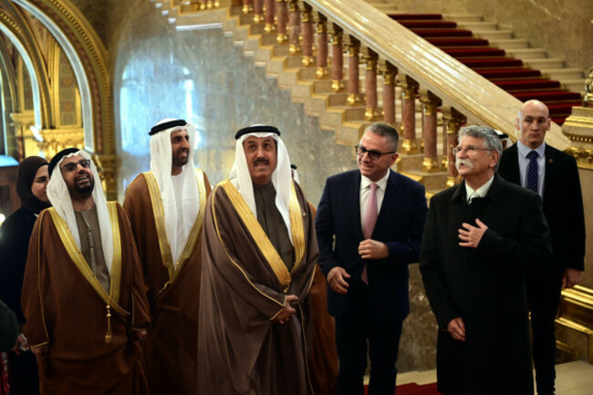 the-speaker-of-the-federal-national-council-of-the-united-arab-emirates-saqr-ghobash-fourth-right-tours-the-parliament-building-in-the-company-of-the-speaker-of-the-hungarian-parliament-laszlo-kover
