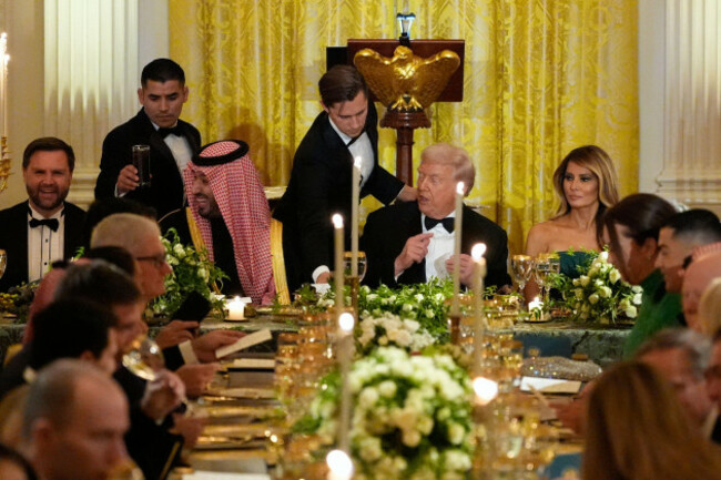 president-donald-trump-and-saudi-arabias-crown-prince-mohammed-bin-salman-attend-a-dinner-with-vice-president-jd-vance-left-and-first-lady-melania-trump-right-in-the-east-room-of-the-white-house