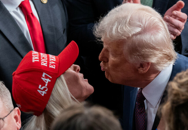 washington-united-states-04th-mar-2025-president-donald-trump-kisses-rep-marjorie-taylor-greene-r-ga-as-he-departs-after-addressing-a-joint-session-of-congress-at-the-u-s-capitol-in-washington