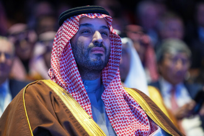 saudi-arabias-crown-prince-mohammed-bin-salman-listens-to-president-donald-trump-speak-during-the-saudi-investment-forum-with-at-the-kennedy-center-wednesday-nov-19-2025-in-washington-ap-photo