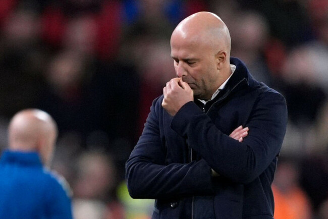 liverpool-manager-arne-slot-after-they-concede-a-third-goal-during-the-premier-league-match-at-anfield-liverpool-picture-date-saturday-november-22-2025