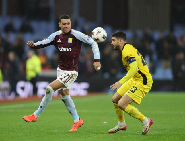 birmingham-uk-27th-nov-2025-morgan-rogers-of-aston-villa-and-loris-benito-of-young-boys-during-the-aston-villa-vs-young-boys-uefa-europa-league-match-at-villa-park-birmingham-picture-credit-shou