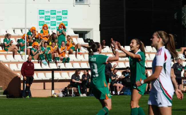 irelands-bench-watch-on-as-abbie-larkin-celebrates-after-she-scores-her-sides-1st-goal-of-the-match
