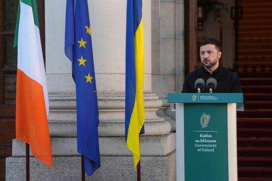 ukrainian-president-volodymyr-zelensky-speaks-to-the-media-during-a-press-conference-with-taoiseach-micheal-martin-at-the-government-buildings-in-dublin-during-his-visit-to-ireland-picture-date-tue